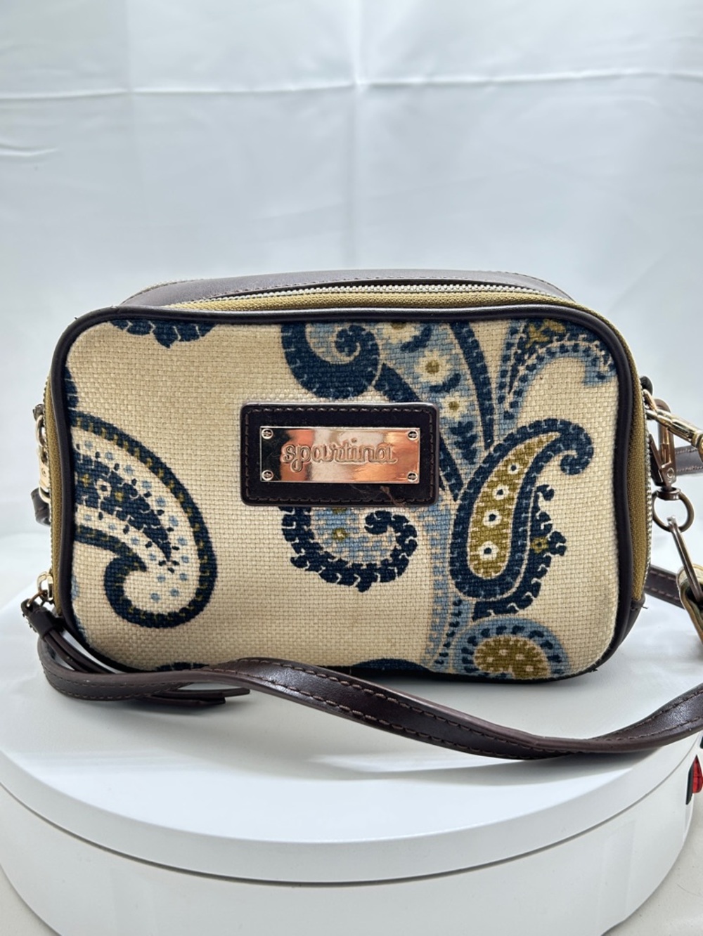 Spartina 449, Juliette Claire Blue And Green Paisley Small Crossbody Bag, Purse
